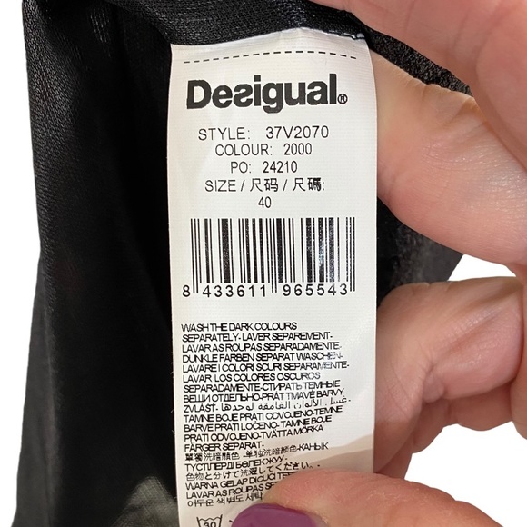 DESIGUAL - NWT BLACK EVANON DRESS SZ 8 - STYLE 37V2070 CREPE-LIKE FEEL - B21 - Picture 8 of 11